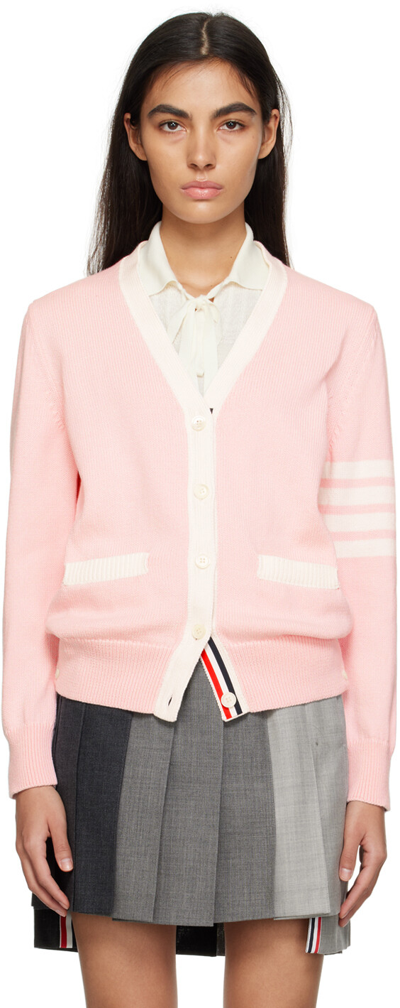 

Кардиган с 4 полосками Pink Flower Thom Browne