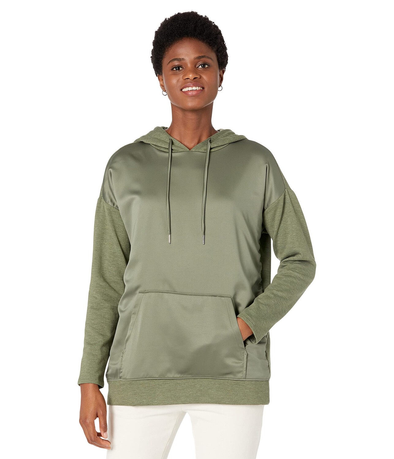 

Худи H Halston, Long Sleeve Mix Media Hoodie Pullover