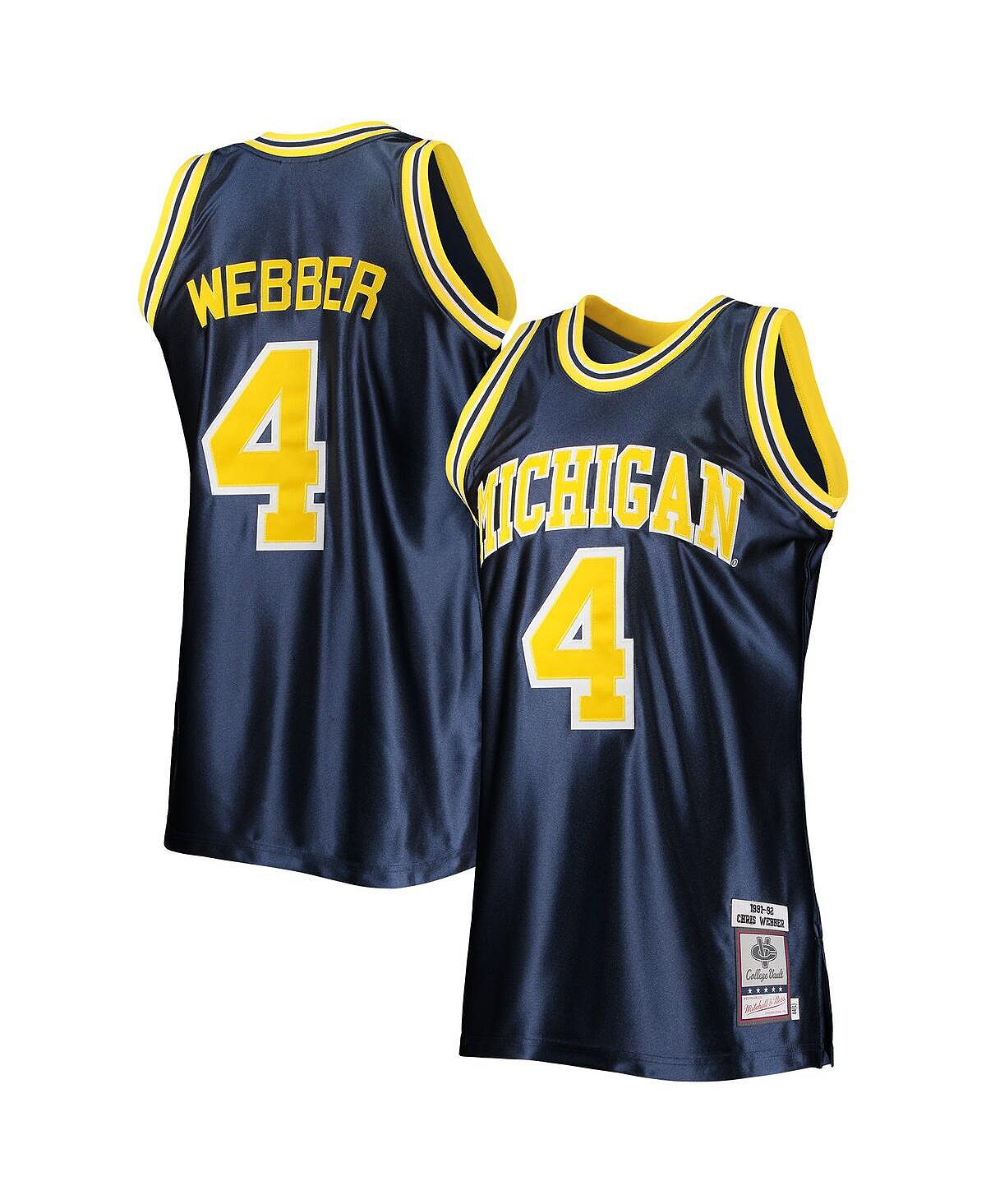цена Мужская аутентичная футболка колледжа Chris Webber Navy Michigan Wolverines 1991-92 гг. Mitchell & Ness