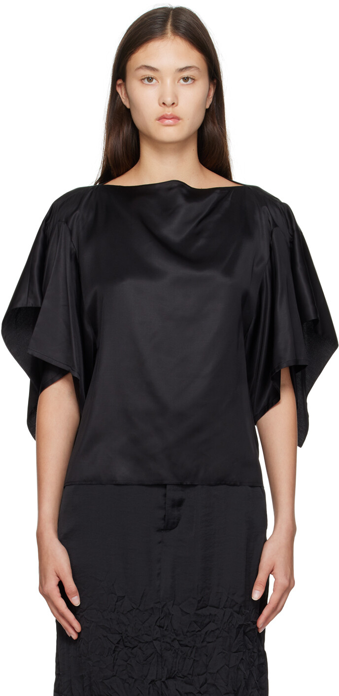 

Черная асимметричная блузка MM6 Maison Margiela