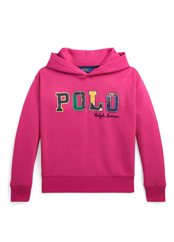 

Розовый свитшот для девочек с логотипом и капюшоном Polo Ralph Lauren