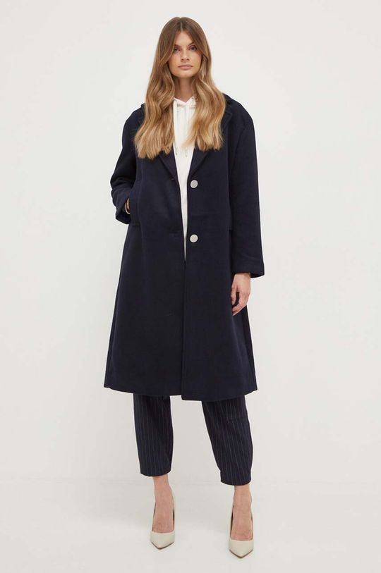 Шерстяное пальто Armani Exchange, темно-синий цена и фото