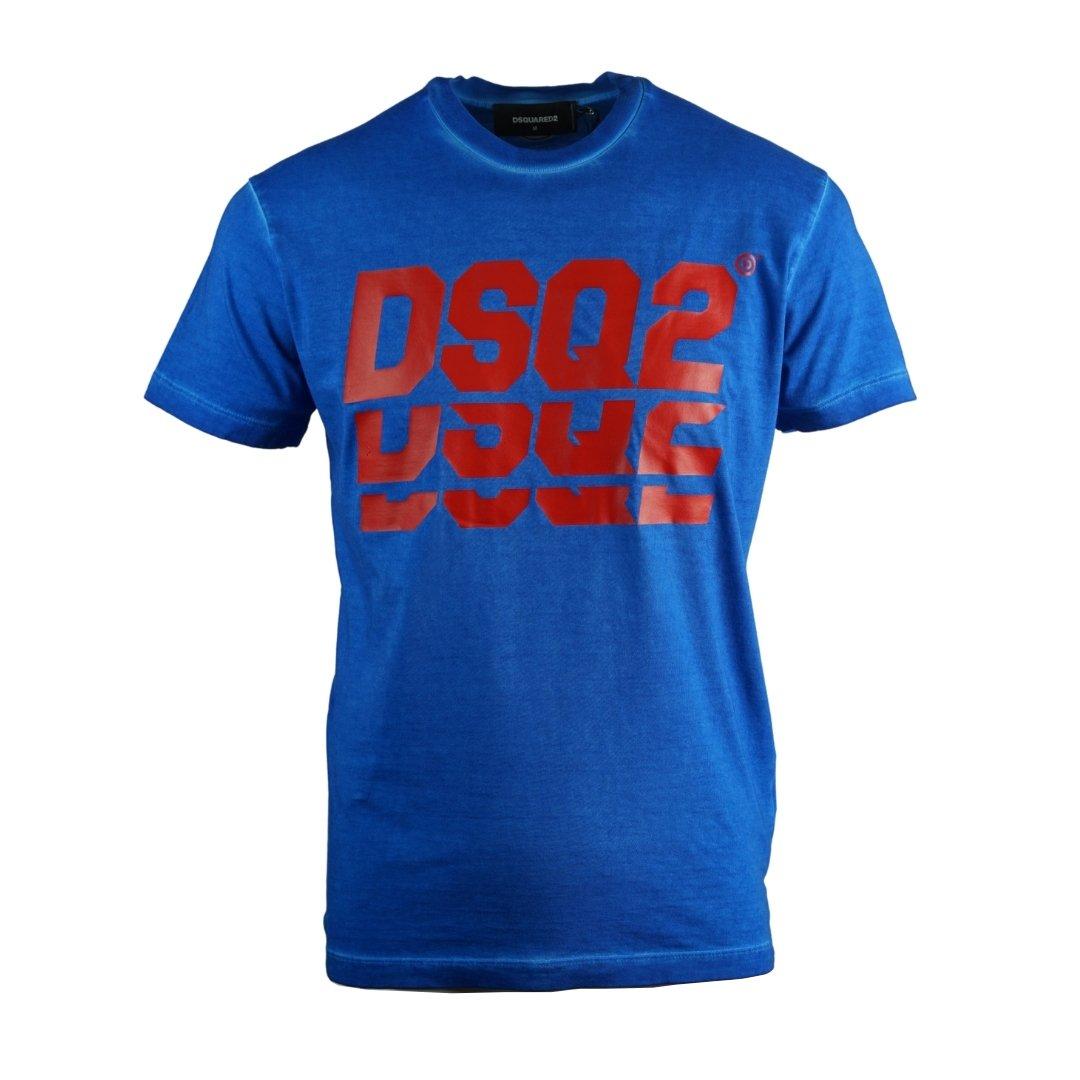 Синяя футболка с многослойным логотипом Cool Fit Dsquared2, синий черная футболка с логотипом и флагом dsquared2 черный