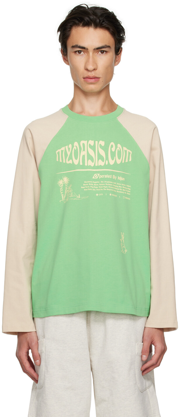 

Эксклюзивная зеленая футболка с регланами SSENSE 'Oasis' Kijun