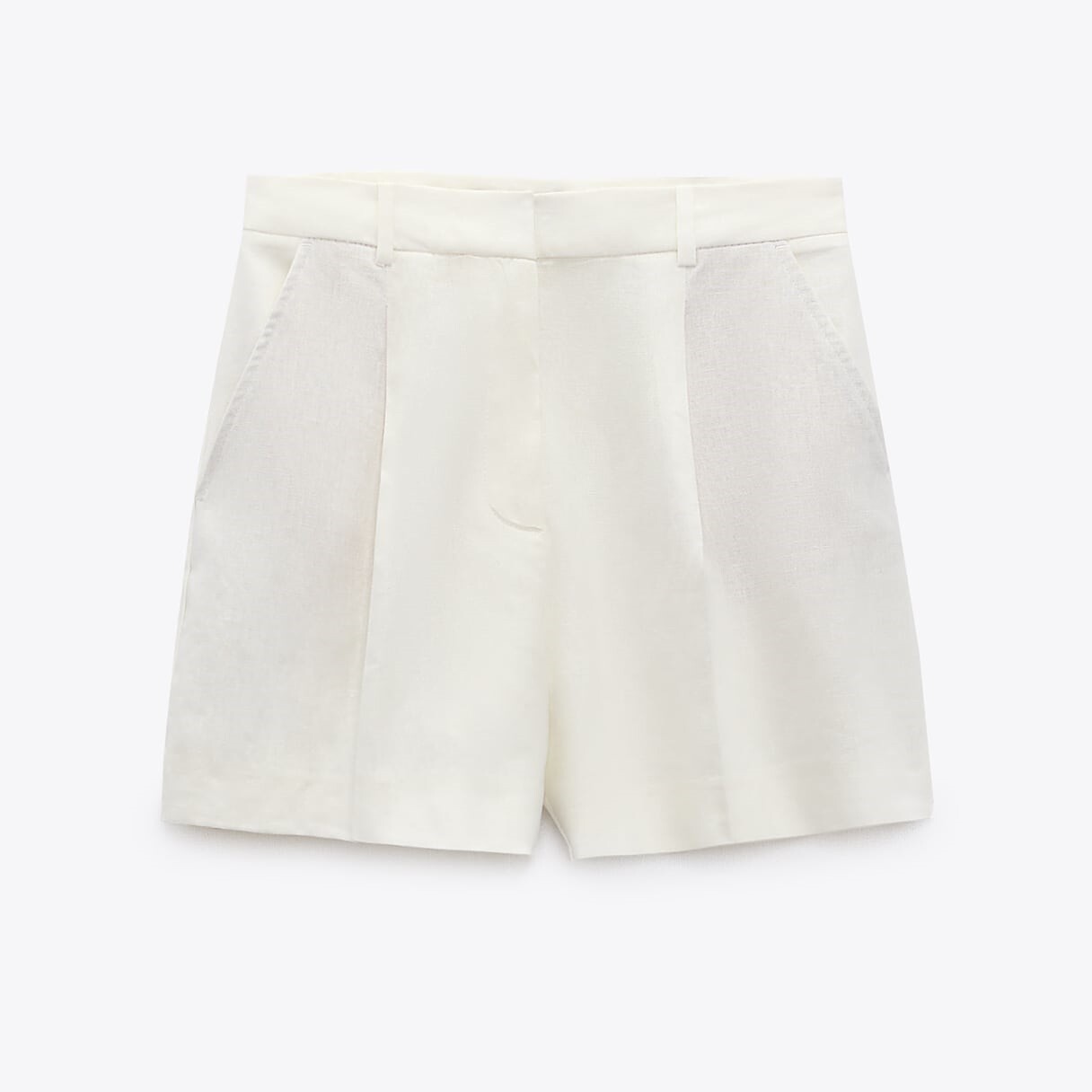 

Шорты Zara Linen Blend High-waist Bermuda, белый