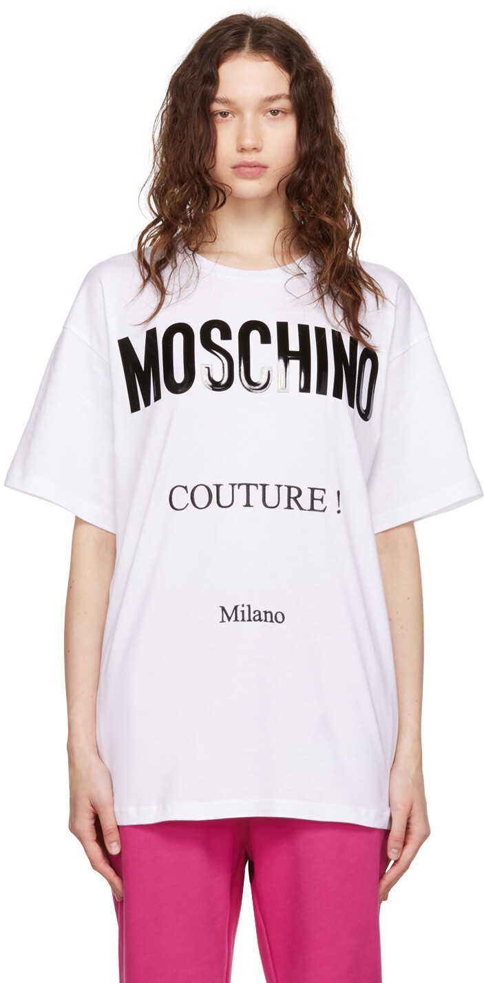 

Белая виниловая футболка Moschino
