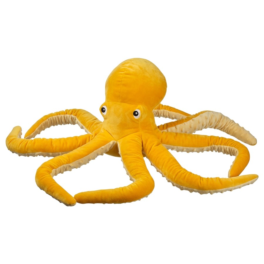 Мягкая игрушка Ikea Blavingad Octopus, 50 см, желтый цена и фото