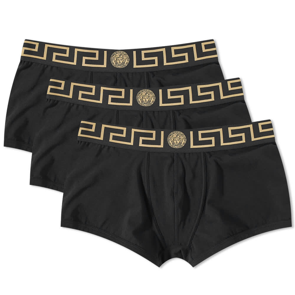 

Плавки-боксеры Versace с греческим логотипом на поясе, 3 штуки в упаковке