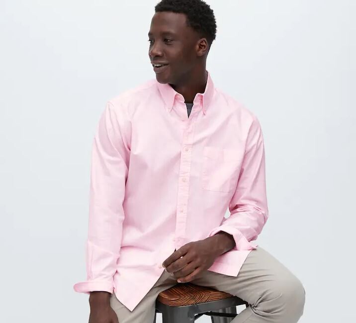 

Рубашка оксфорд Uniqlo Oxford Slim Fit, розовый