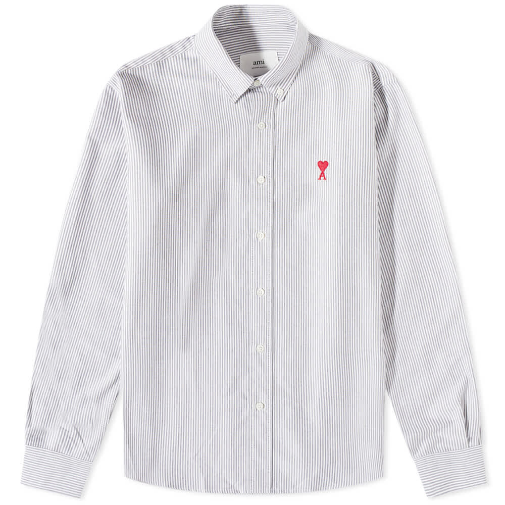 

Рубашка AMI Heart Striped Button Down Oxford Shirt