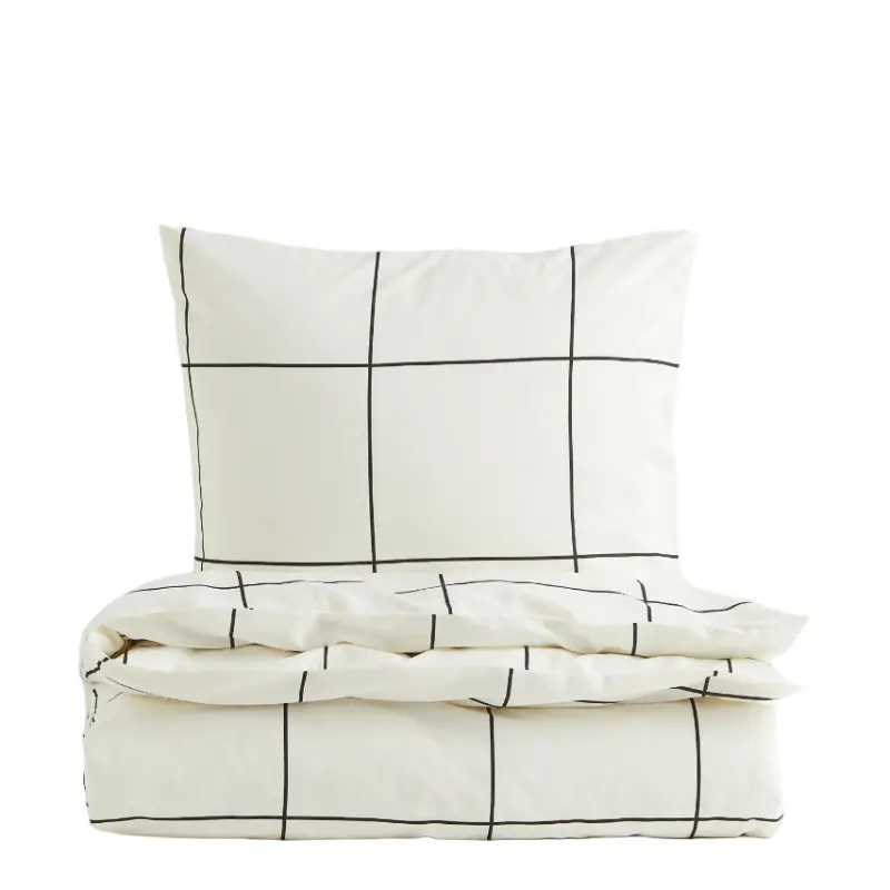 

Комплект односпального постельного белья H&M Home, белый/черный в клетку