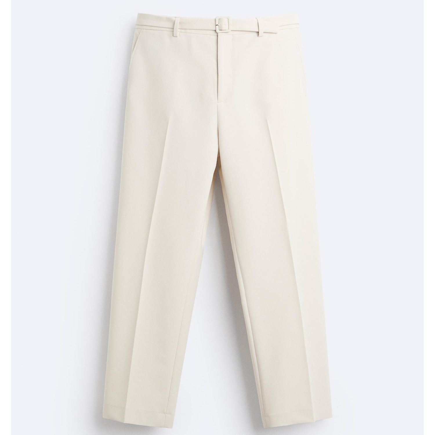 Брюки Zara Belted, экрю брюки zara карманы с ремнем размер 50 бежевый