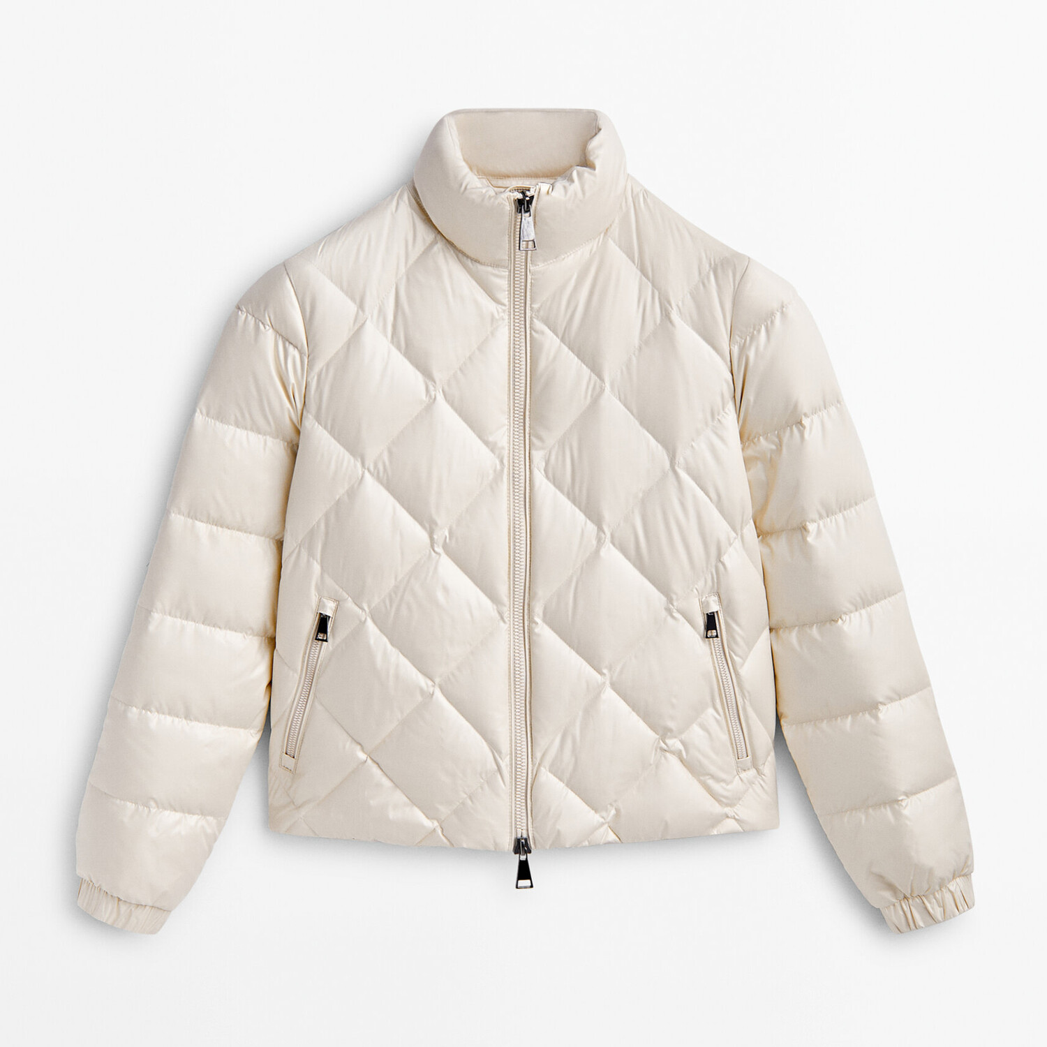 

Куртка Massimo Dutti Down and feather diamond, кремовый, Бежевый
