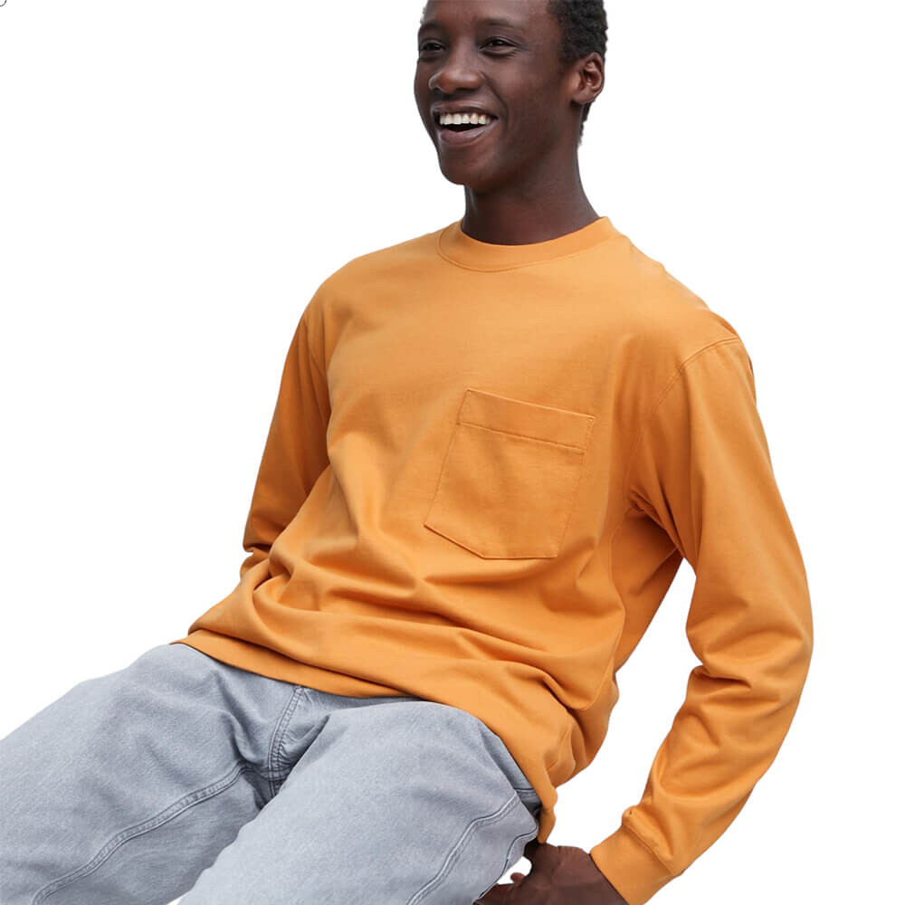 

Лонгслив Uniqlo Washed Cotton Crew Neck, оранжевый