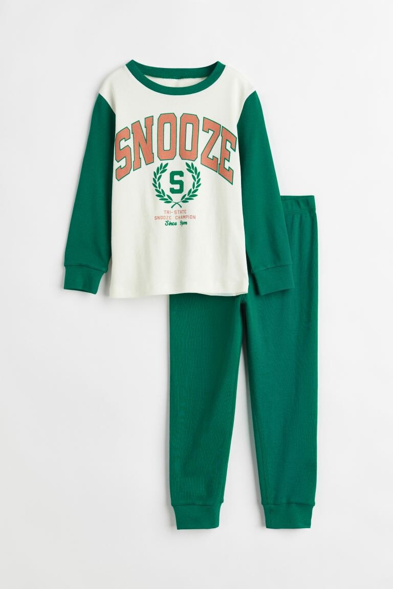 

Пижама H&M Snooze Jersey, зеленый/бежевый