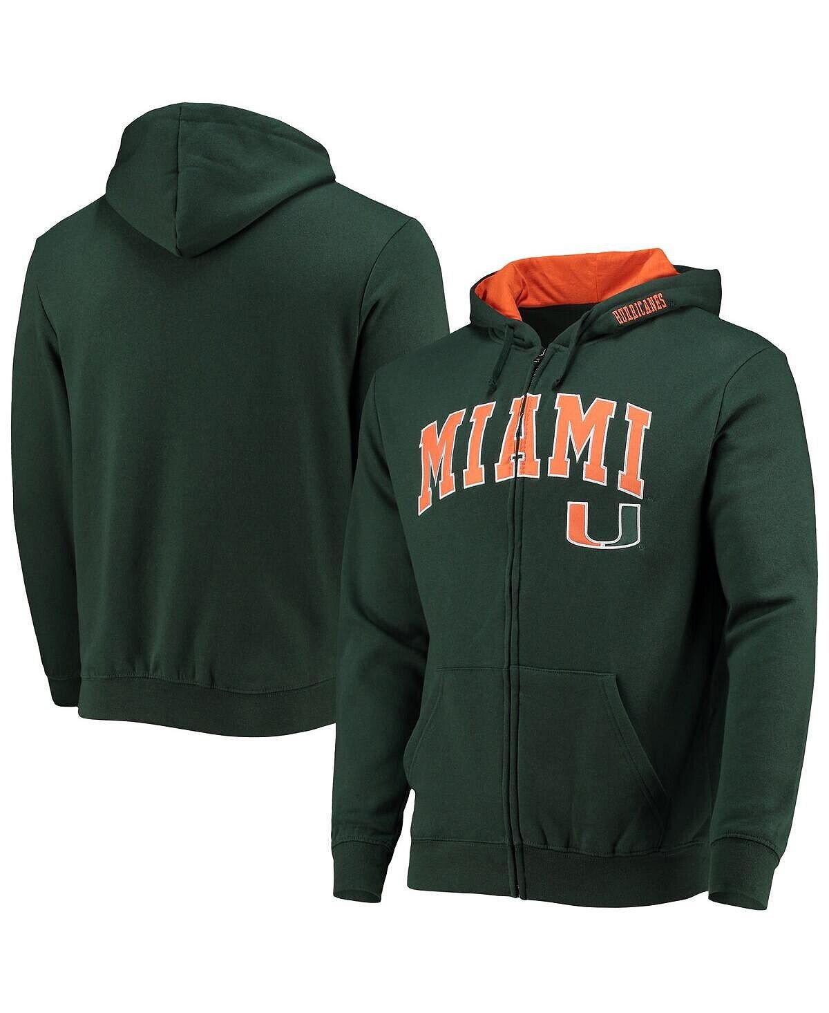 

Мужская зеленая толстовка с капюшоном на молнии miami hurricanes arch logo 3.0 Colosseum, зеленый