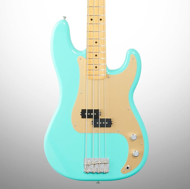 

Fender Vintera '50s Precision Electric Bass, кленовая накладка на гриф (с сумкой), цвет морской пены зеленый