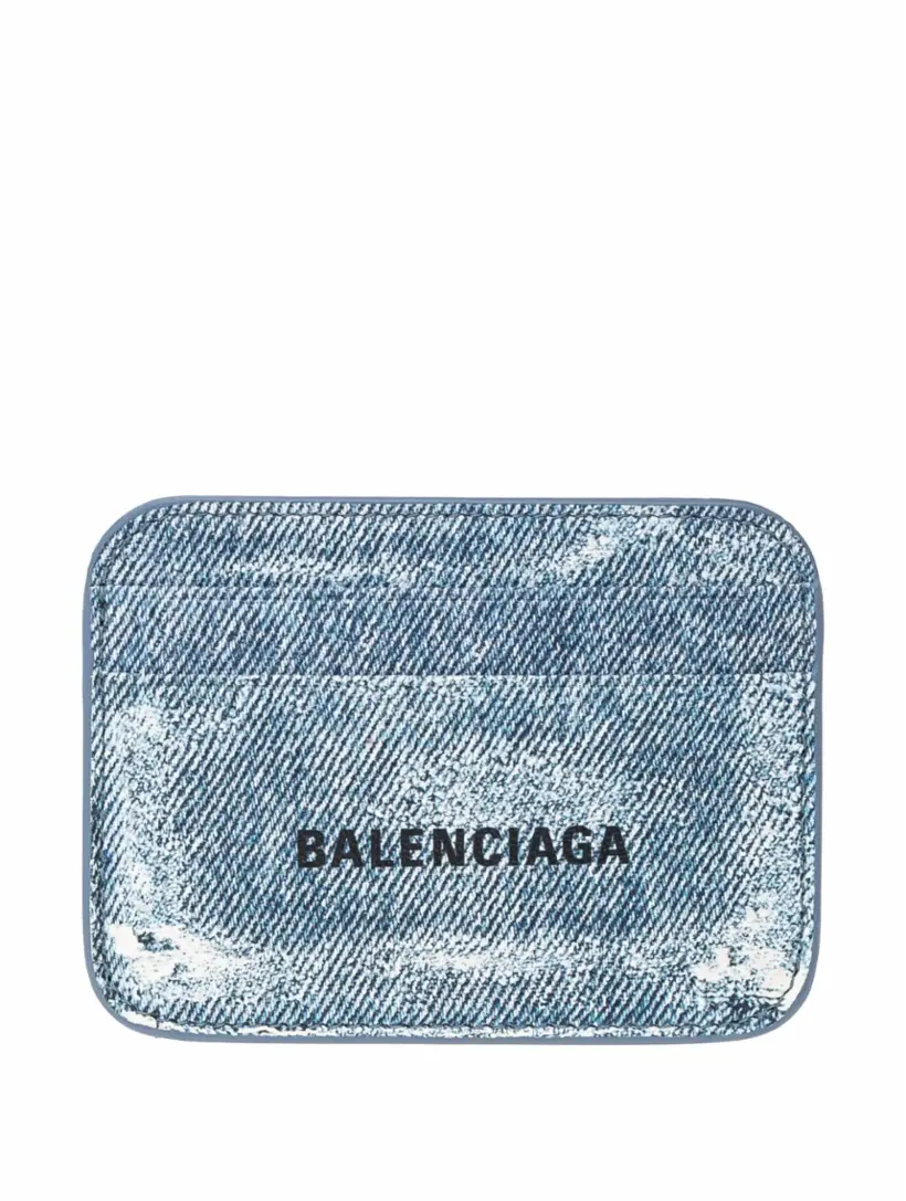 Кожаная визитница с логотипом Balenciaga чехол книжка mypads vaqueros для xiaomi mi5s из водоотталкивающей ткани под джинсу с вставкой под кожу светло серый