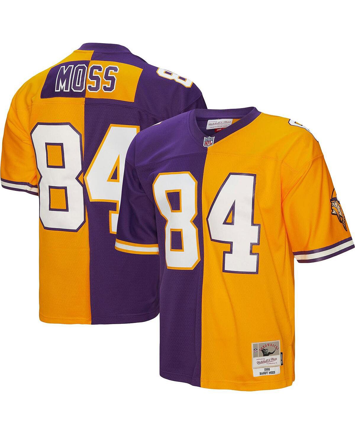 Футболка Mitchell & Ness Men's Randy Moss Purple and Gold Minnesota Vikings 1998 Split Legacy, мультиколор
