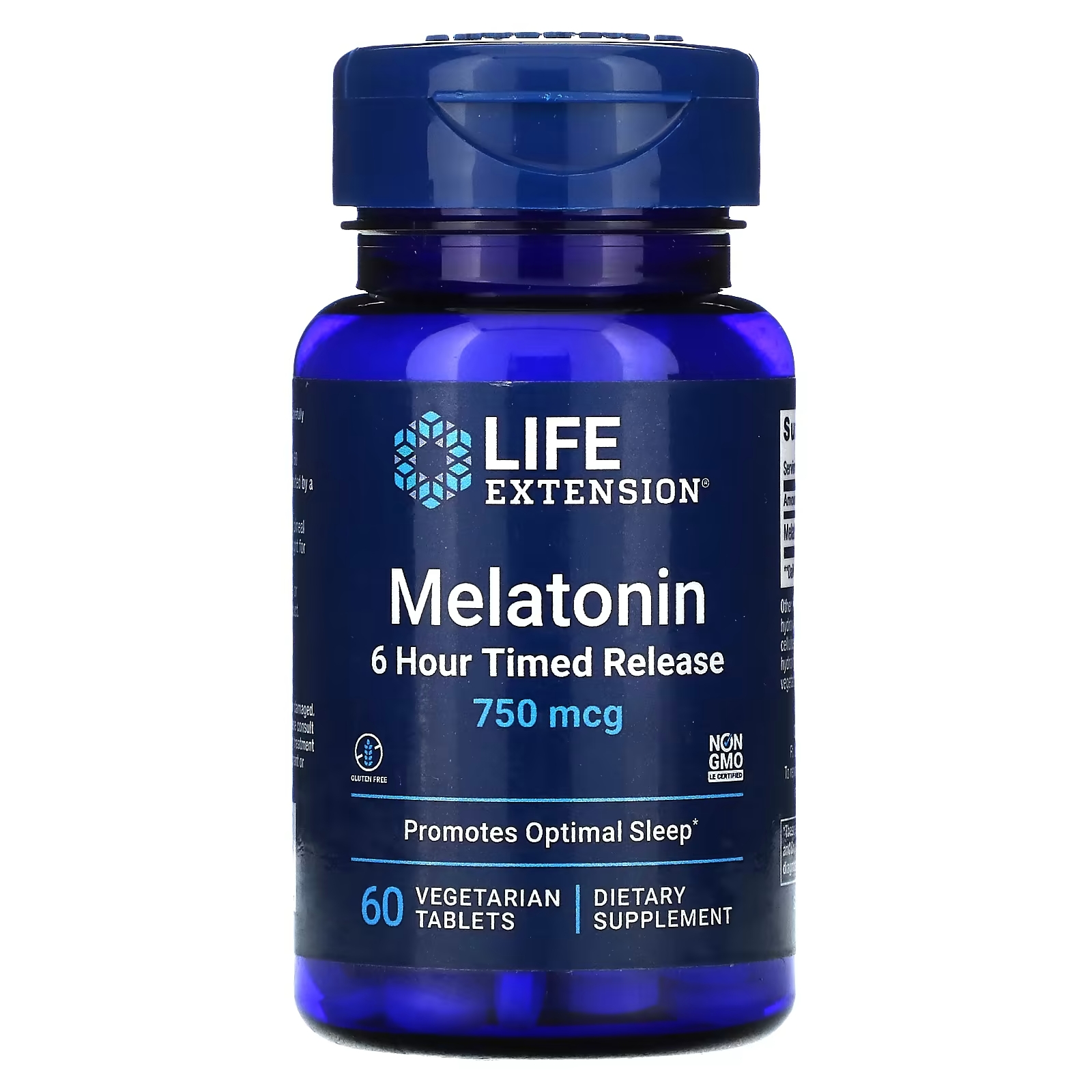 Life Extension мелатонин с медленным 6-часовым высвобождением 750 мкг, 60 вегетарианских таблеток