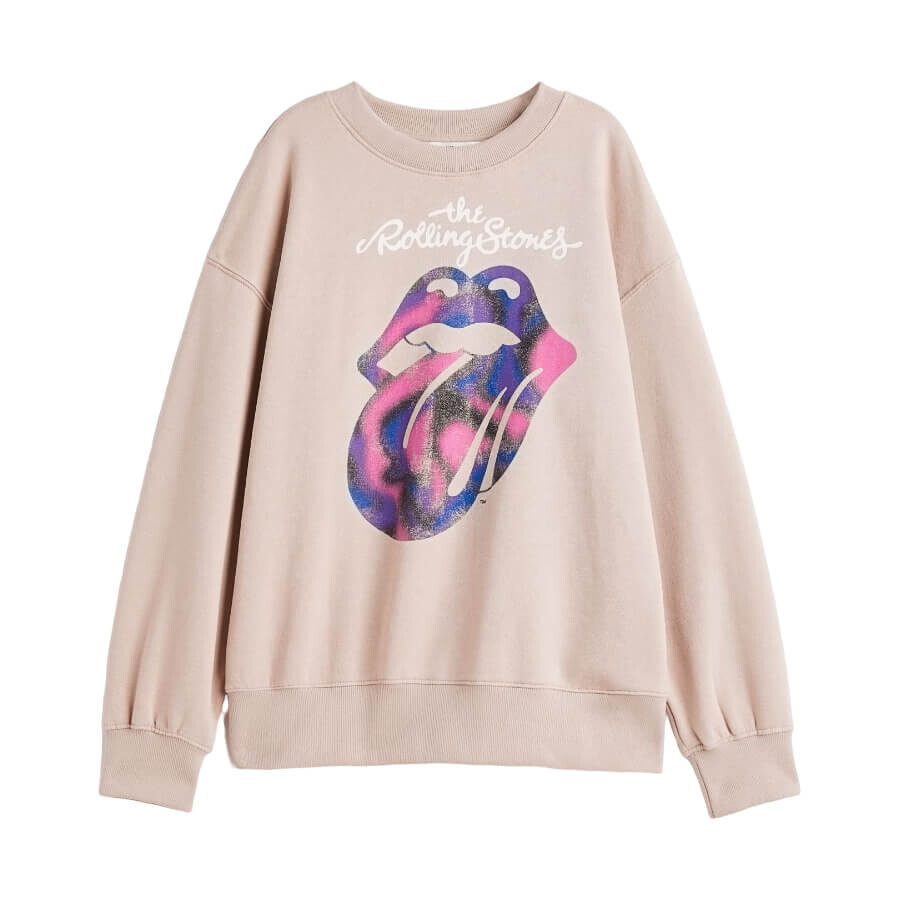 

Свитшот H&M The Rolling Stones Oversized, бежевый