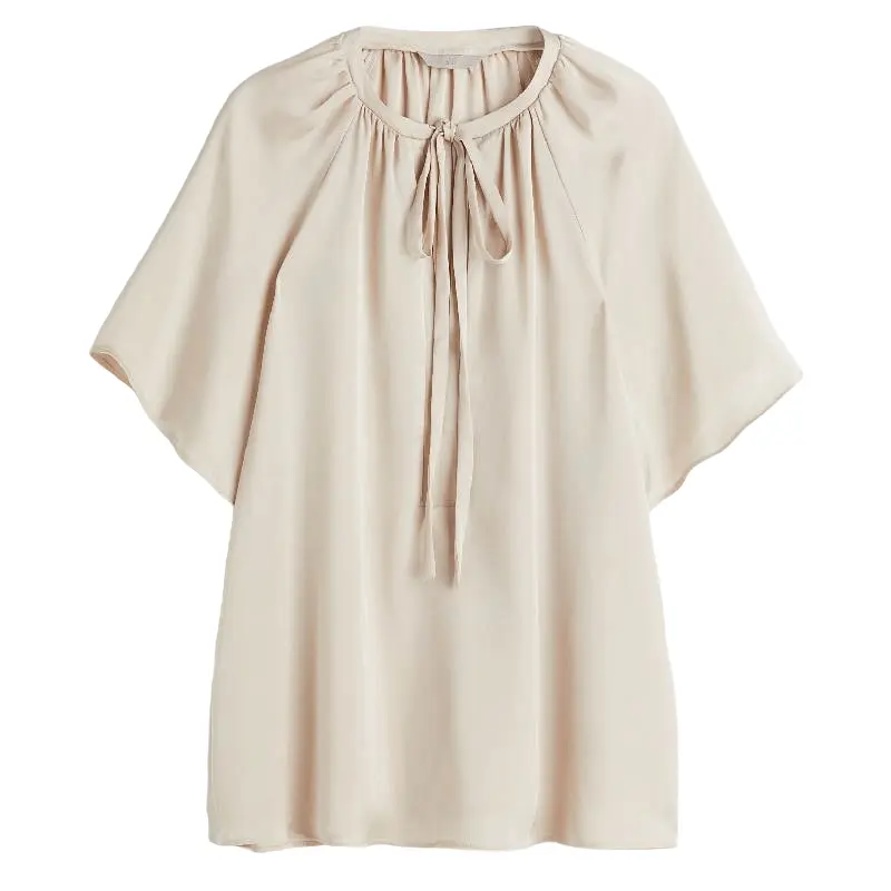 

Блузка H&M Short-sleeved Tie-detail, светло-бежевый