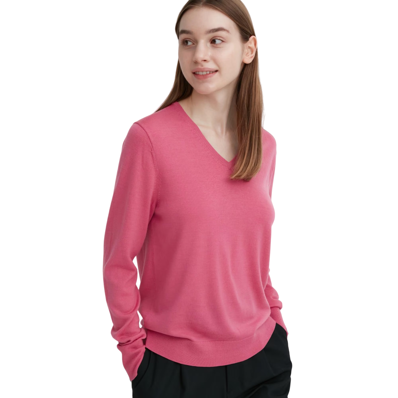 Джемпер Uniqlo Extra Fine Merino, розовый рубашка поло uniqlo 100% extra fine merino knit long sleeved черный