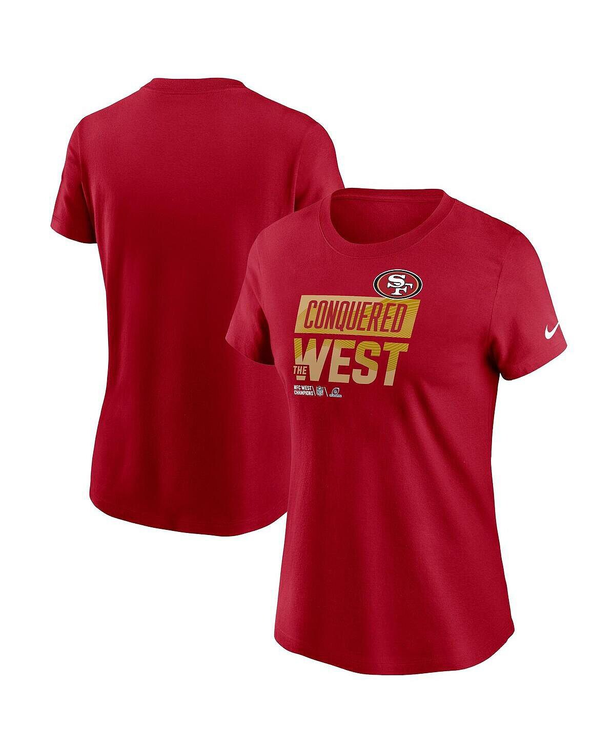 

Женская футболка scarlet san francisco 49ers 2022 nfc west division champions locker room trophy collection Nike, Красный