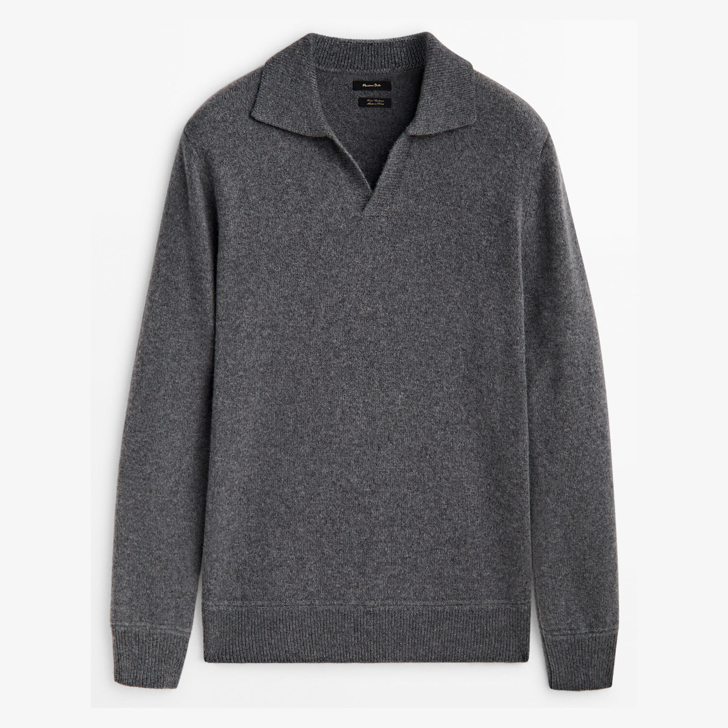 

Свитер Massimo Dutti Wool And Cashmere Blend Polo, антрацитово-серый