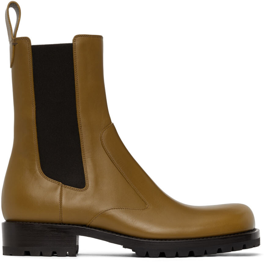 

Желтые кожаные ботинки челси Dries Van Noten