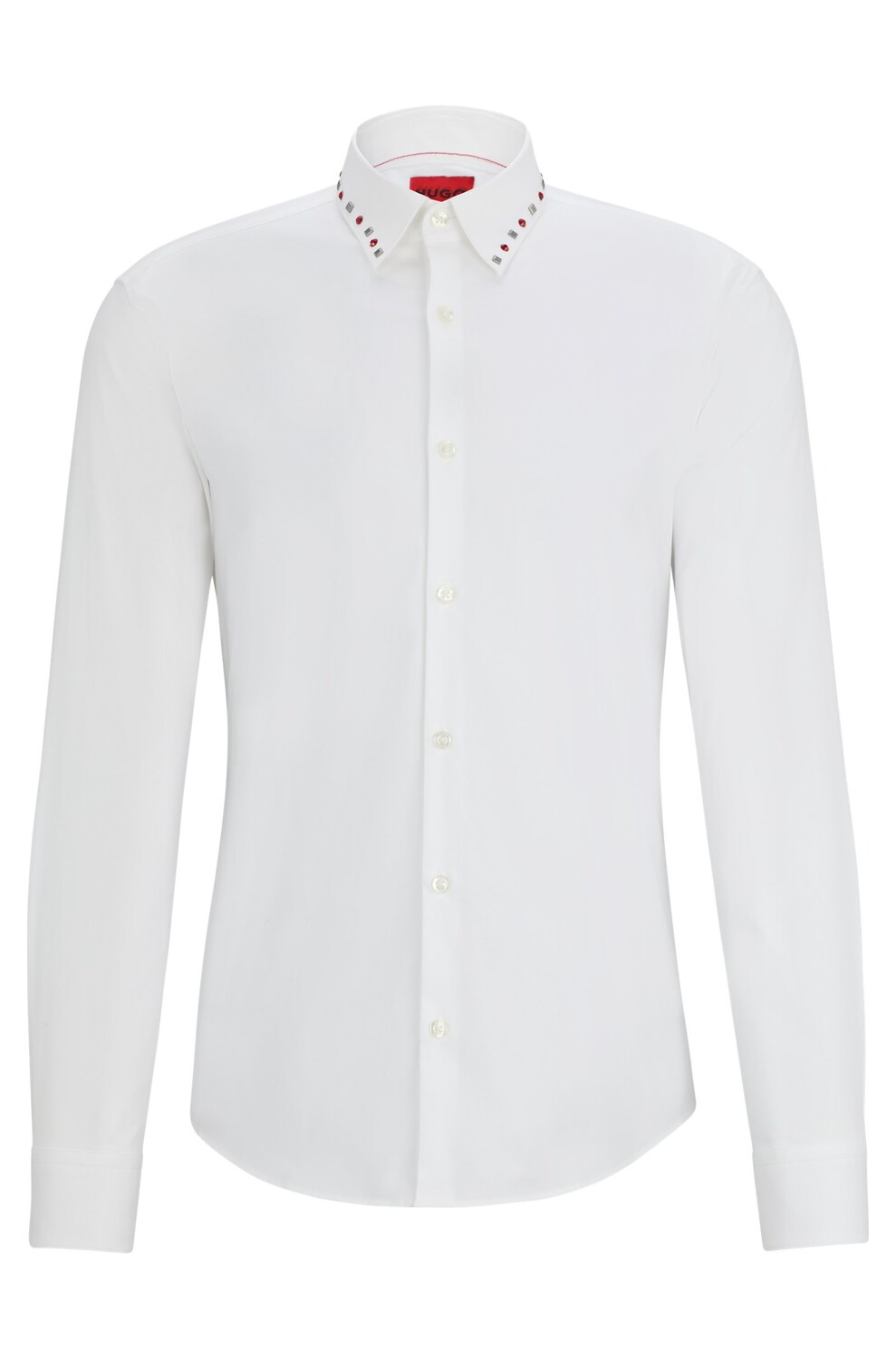 

Рубашка Hugo Slim-fit Shirt In Stretch Cotton With Studded Collar, белый