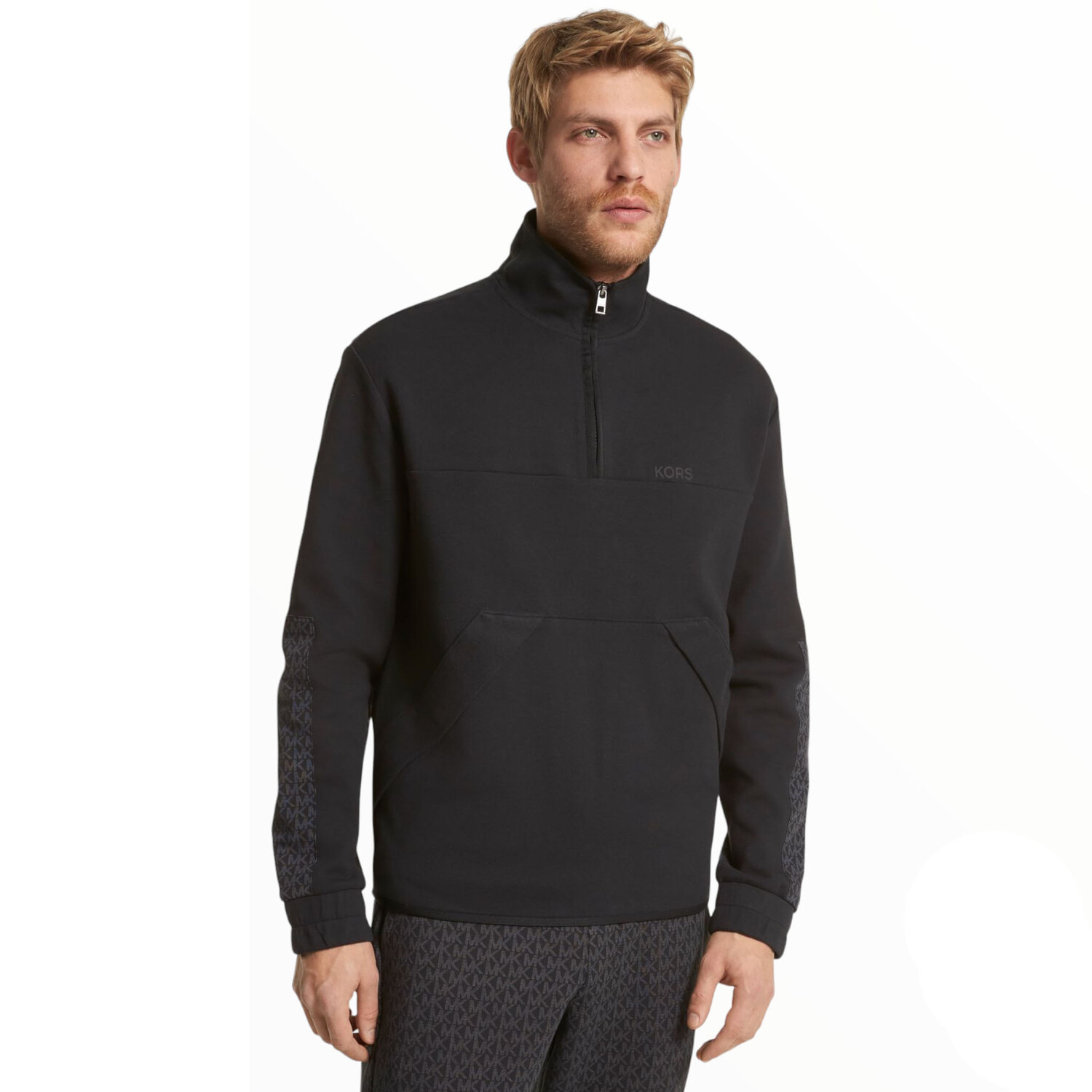 

Толстовка Michael Kors Logo Trim Cotton Blend Half-Zip, черный