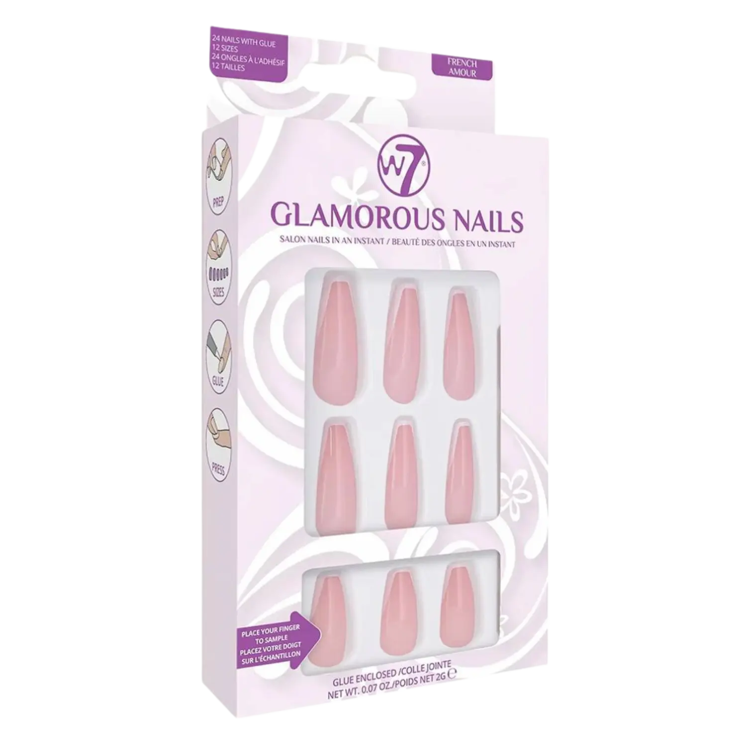 

W7 Glamorous Nails Накладные ногти French Amour, 24 шт./1 упаковка
