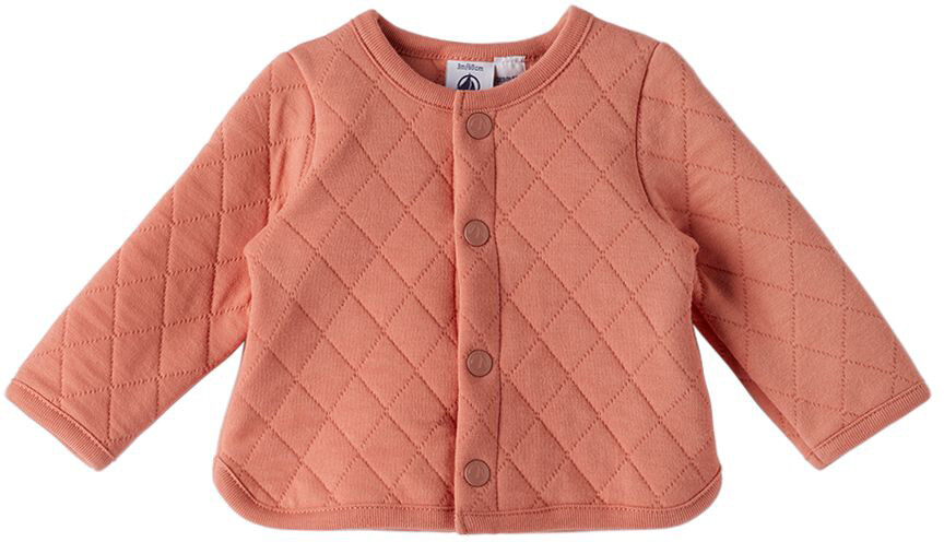 

Розовый стеганый вязаный кардиган Baby Pink Petit Bateau