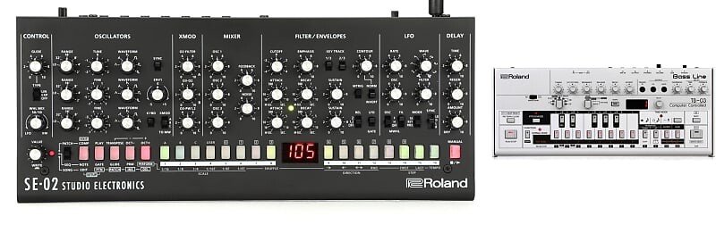 

Модуль аналогового синтезатора Roland SE-02 в комплекте с синтезатором басовой линии Roland TB-03 SE-02=1 TB-03=1