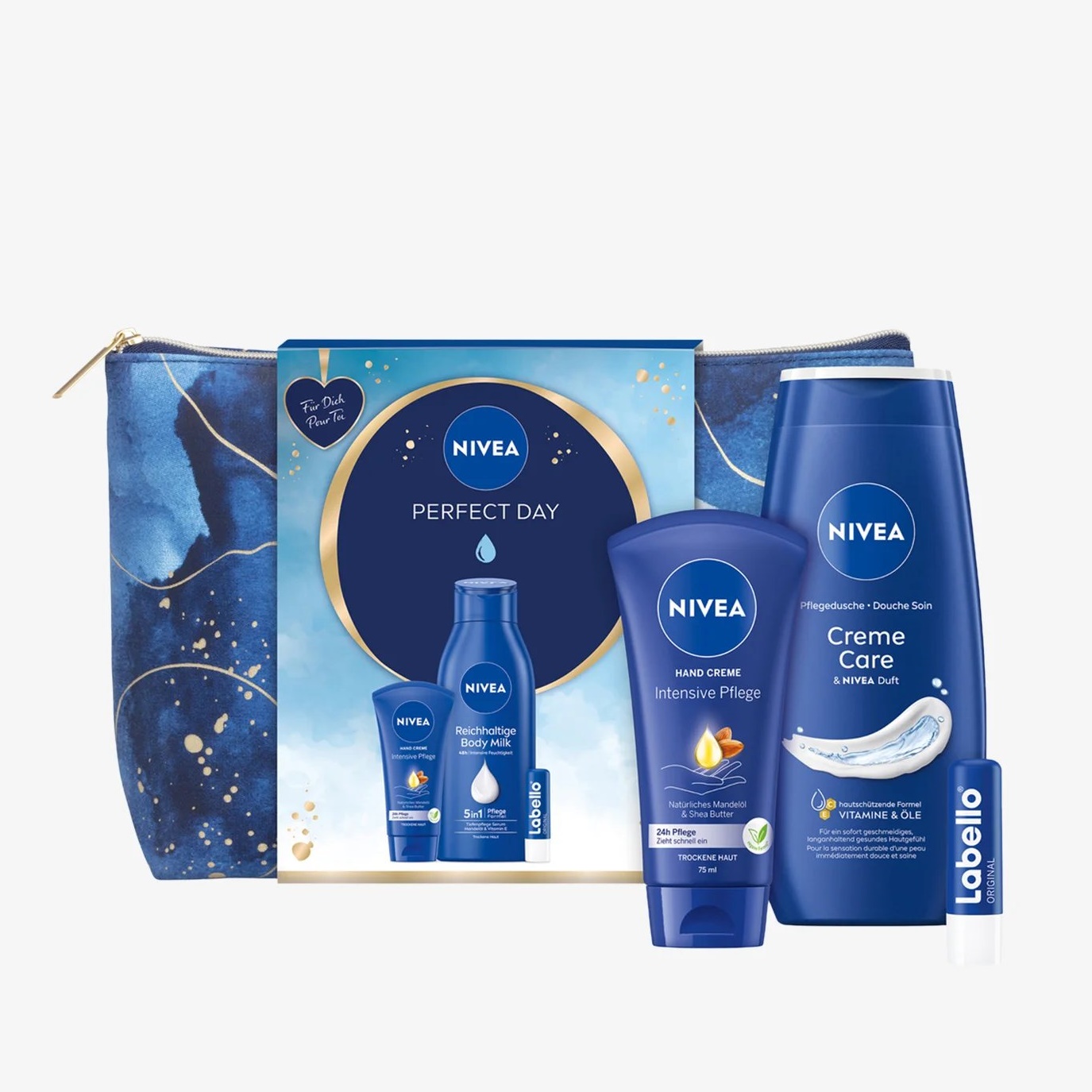 Подарочный набор Nivea 2023 Perfect Day - Kit Skincare, 4 предмета nivea питание и забота молочко для тела для сухой кожи