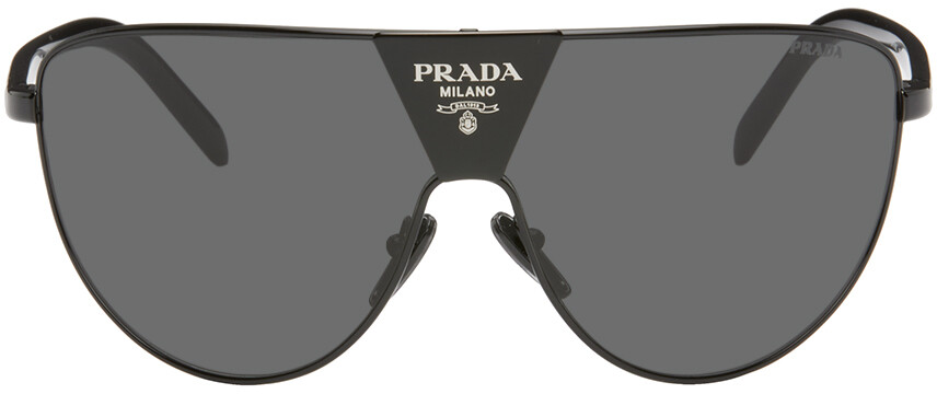 

Черные зеркальные солнцезащитные очки Prada Eyewear