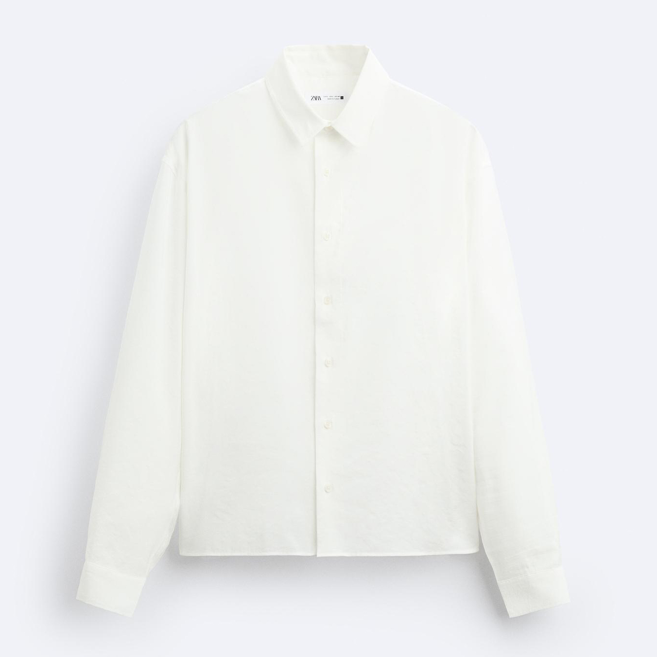 Рубашка Zara Modal Blend, желтовато-белый