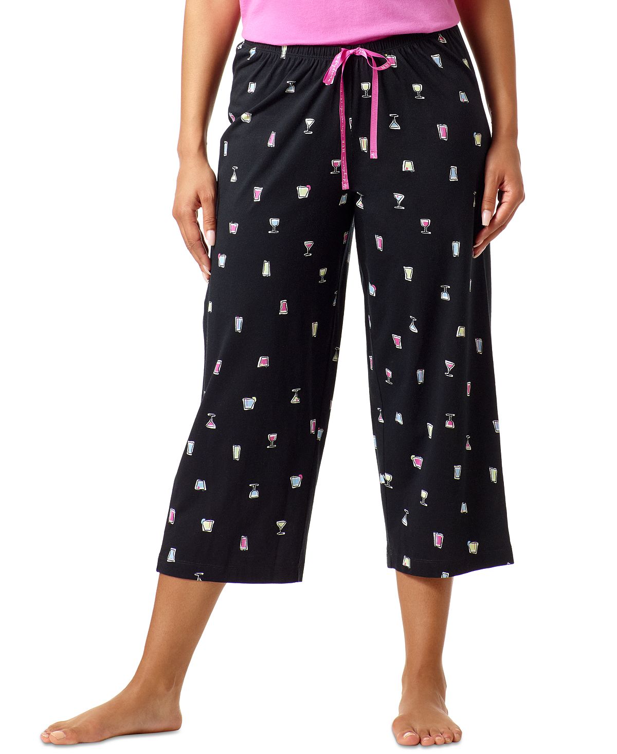 Трикотажные пижамные штаны-капри с принтом Hue, черный
