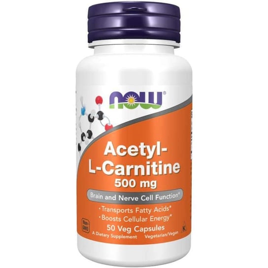 Now Foods, Ацетил L-карнитин гидрохлорид 500 мг 50 капсул ацетил l карнитин now foods 500 мг 200 растительных капсул