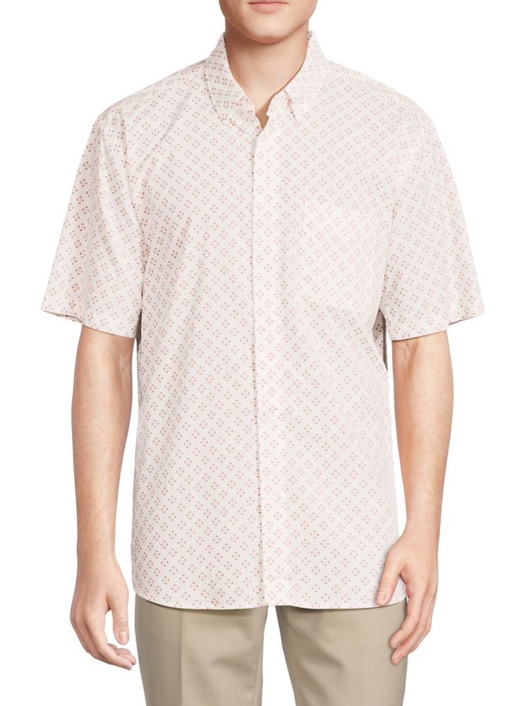 Рубашка с коротким рукавом и принтом Playa стрейч Faherty, цвет Cream фото