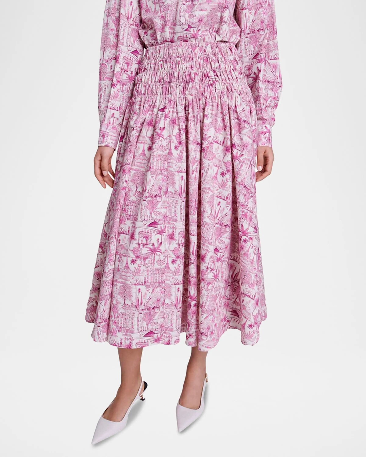 

Юбка миди Junnalou Paris Toile de Jouy Maje, цвет Paris Pink Print