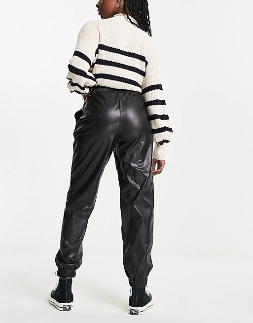 Черные джоггеры с завязками на талии Vero Moda черные зауженные брюки с завязками на талии vero moda