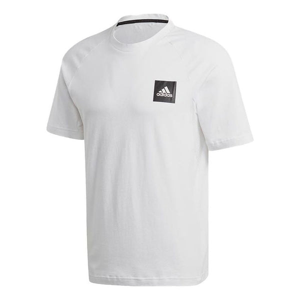 Футболка Men's adidas Solid Color Alphabet Logo Label Casual Sports Short Sleeve White T-Shirt, мультиколор худи adidas solid color pocket alphabet loose casual ib2736 коричневый