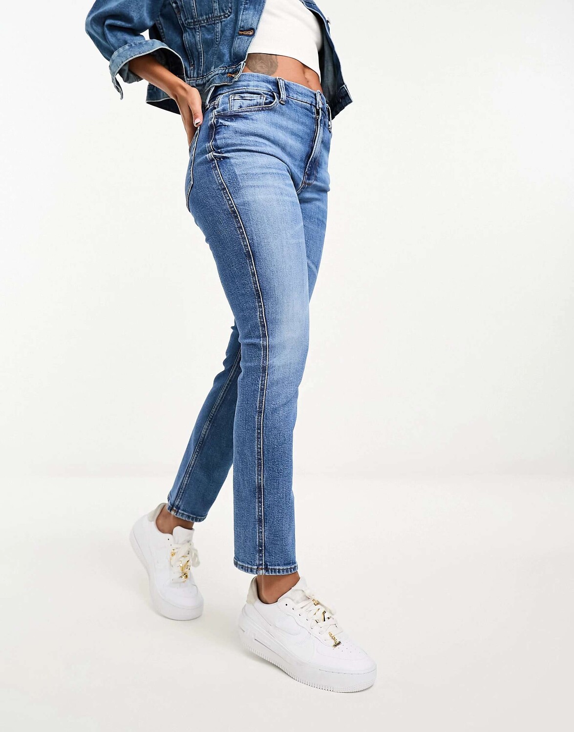 

Синие джинсы с завышенной талией River Island