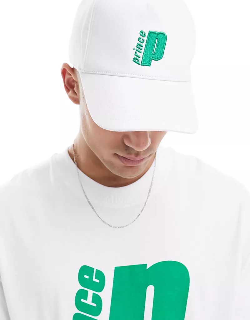 Белая кепка Prince с логотипом спереди