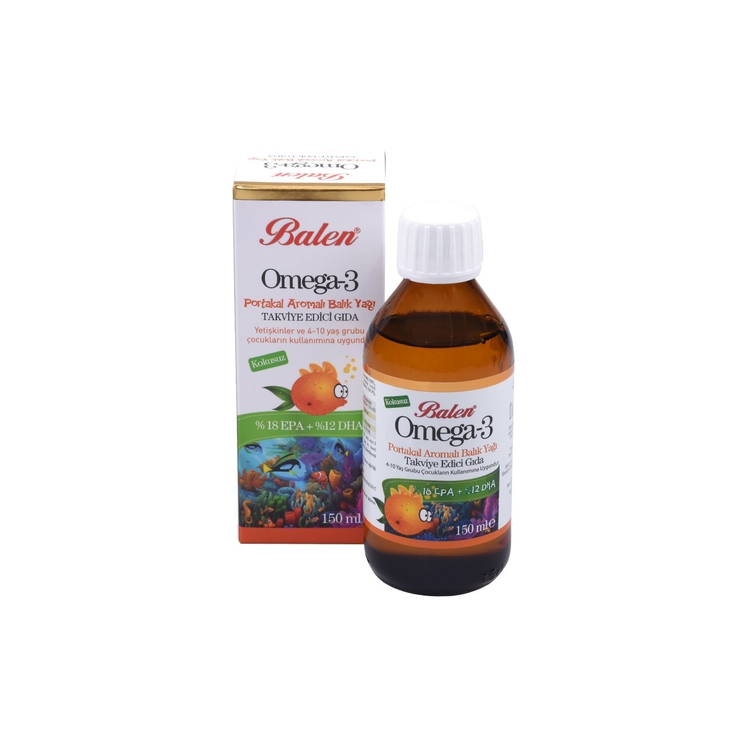 

Рыбий жир Balen Omega-3 со вкусом апельсина, 150 мл
