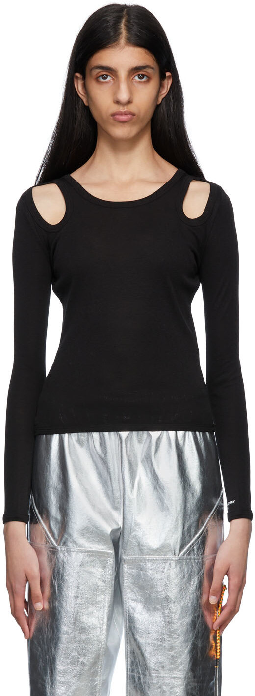 

Черная футболка с длинным рукавом с вырезом Stella McCartney