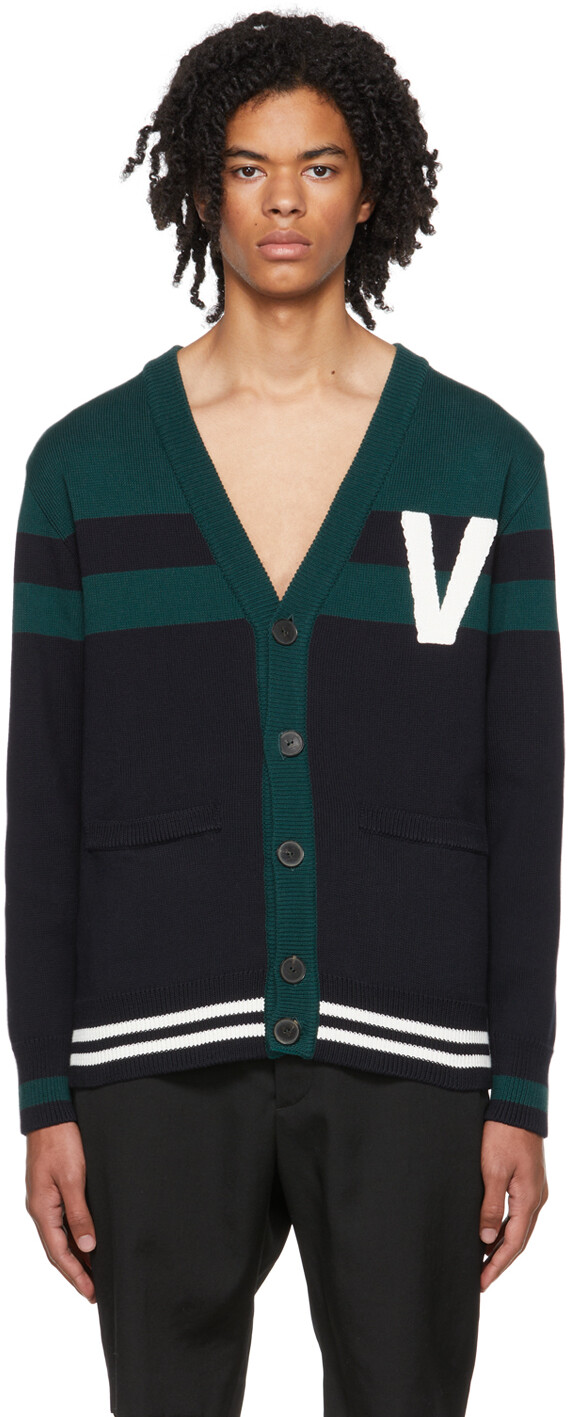 

Темно-сине-зеленый кардиган с логотипом VLogo Valentino