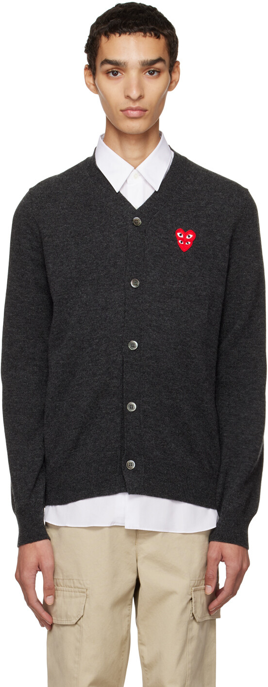 

Серый кардиган с двумя сердечками Comme des Garçons Play